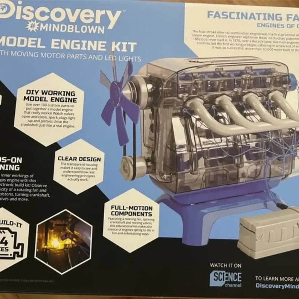 NEW Discovery Mindblown Model Engine Kit – STEM Building Set w/ LED Lights